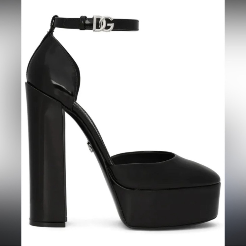 Dolce & Gabbana Glossy Black Platform Shoes View 2